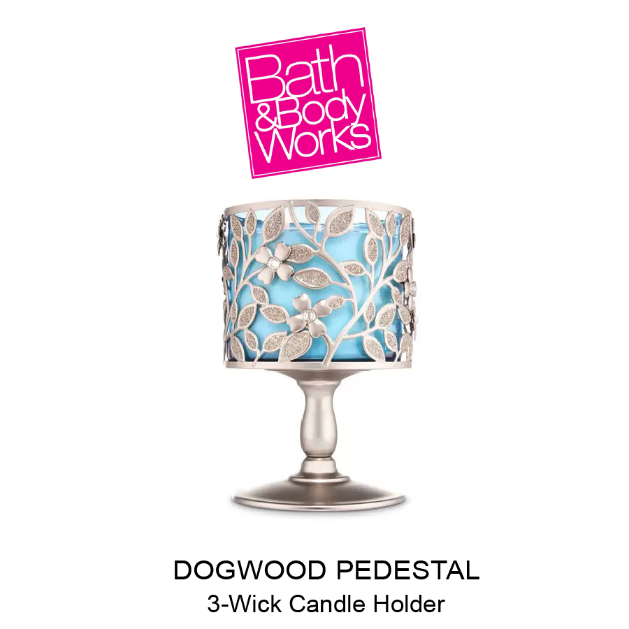 BB 3-Wick Candle Holder Nov-25-2022-02 Dogwood Pedestal 3-Wick Candle Holder - Image 1