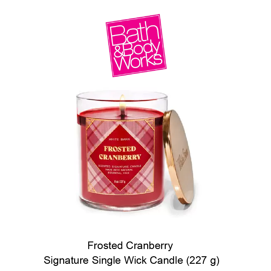 BB Signature Single Wick Candle Oct-27-2023-06 White Barn Frosted Cranberry Signature Single Wick Candle - Image 1