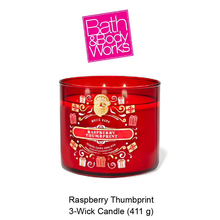 BB 3-Wick Candle Nov-22-2023-02 White Barn Raspberry Thumbprint 3-Wick Candle - Image 1